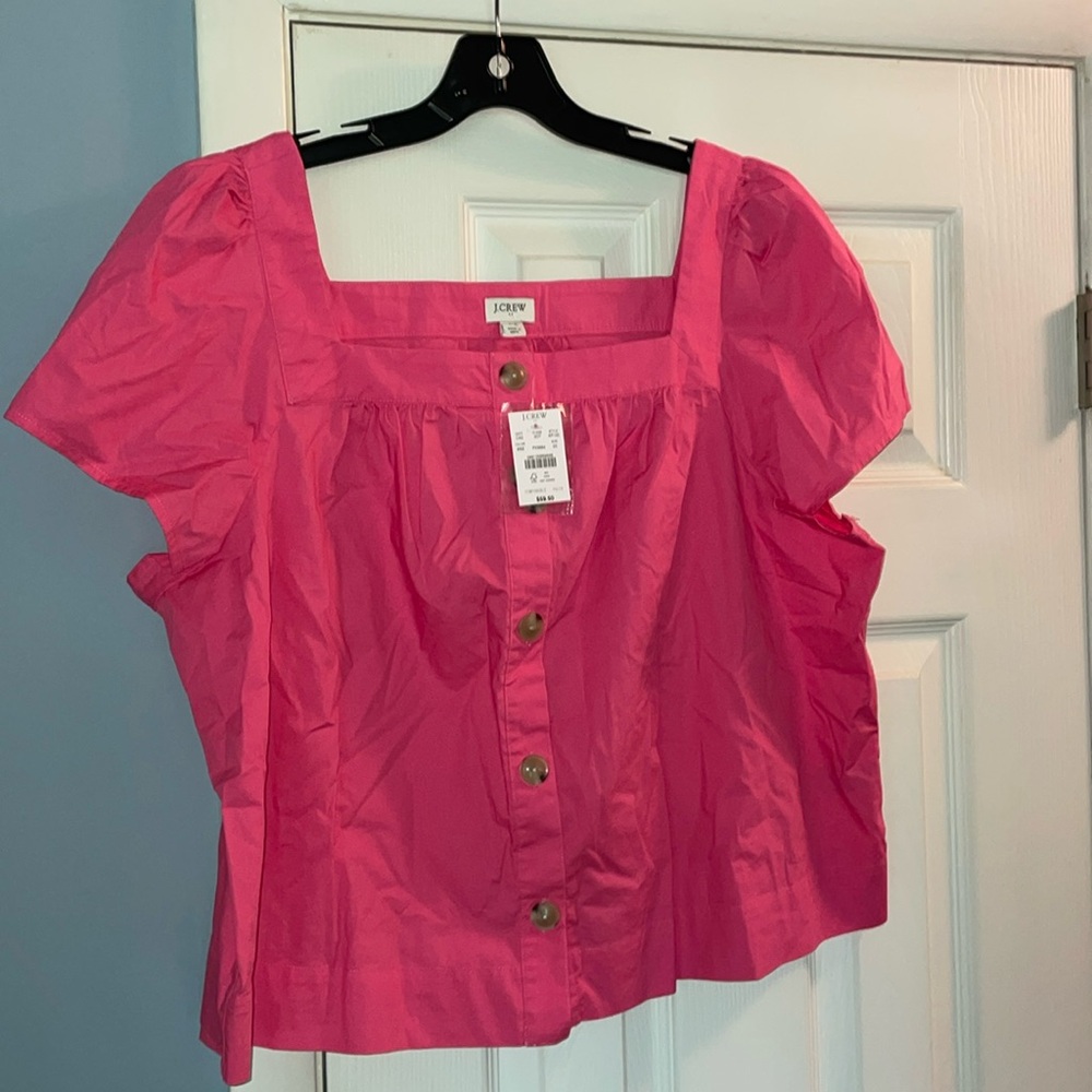 J.Crew pink top with buttons. Brand new with tags! Size 2X